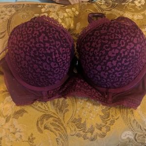 Kensie Burgundy Lace Bra - 32DD
